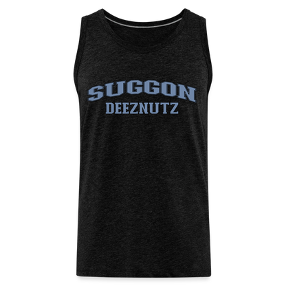 Suggon Deeznutz Tank Top (in Blue Ball Colors - Funny Sexual Humor) - charcoal grey