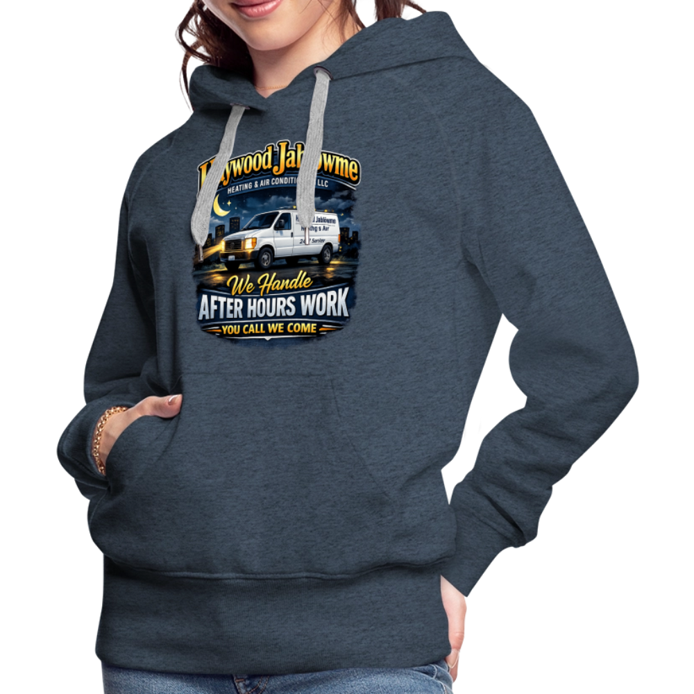 Haywood Jablowme Funny Women’s HVAC Hoodie Color: Heather Denim