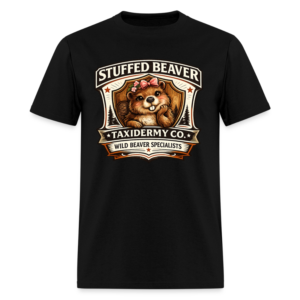 Stuffed Beaver Taxidermy Funny Adult T-Shirt Color: Black