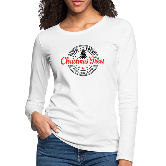 Farm Fresh Christmas Trees Women's Premium Long Sleeve T-Shirt - Color: white