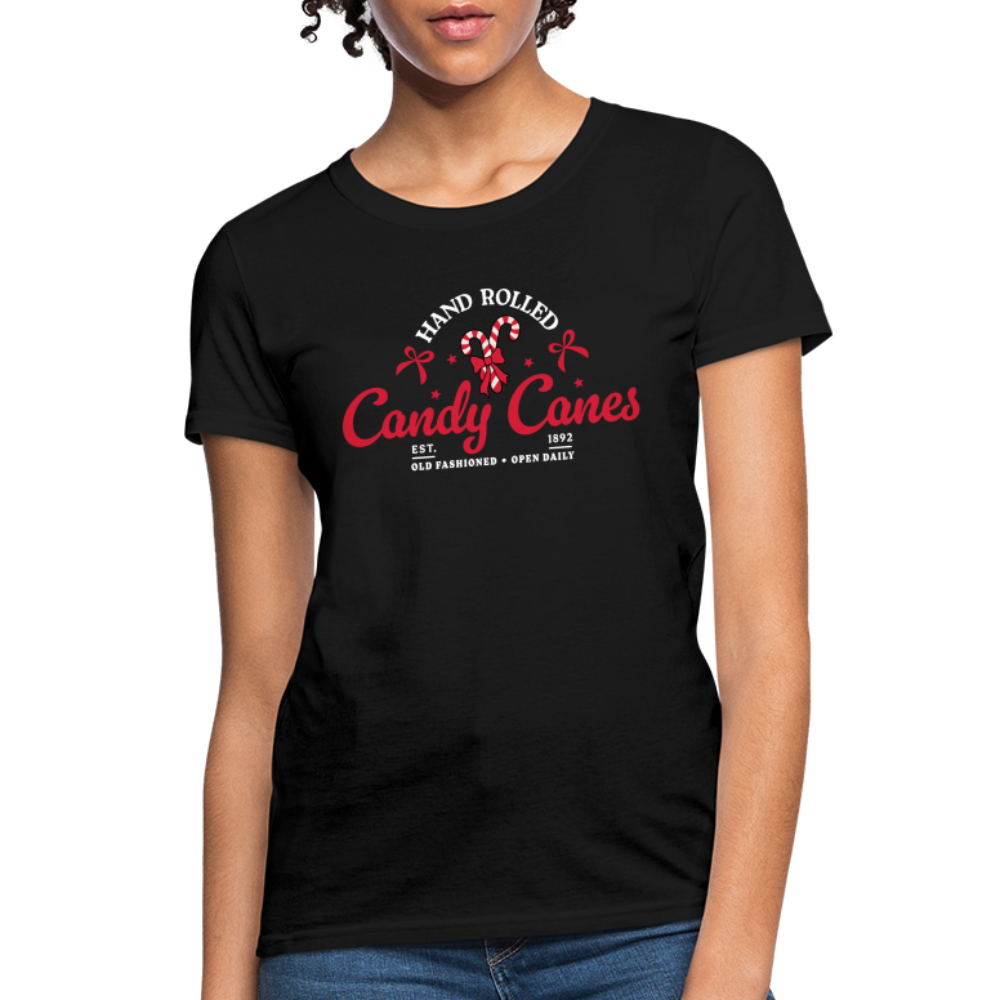 Hand Rolled Candy Canes Women's Contoured T-Shirt - black