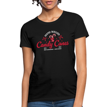 Hand Rolled Candy Canes Women's Contoured T-Shirt - black