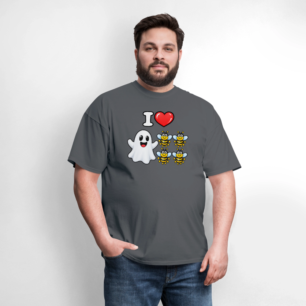 I Heart Boo Bees T-Shirt – Funny Halloween Adult Humor - charcoal