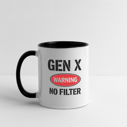 GEN-X Warning No Filter Coffee Mug - white/black