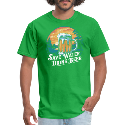 Save Water Drink Beer (Funny Drinking) T-Shirt - bright green