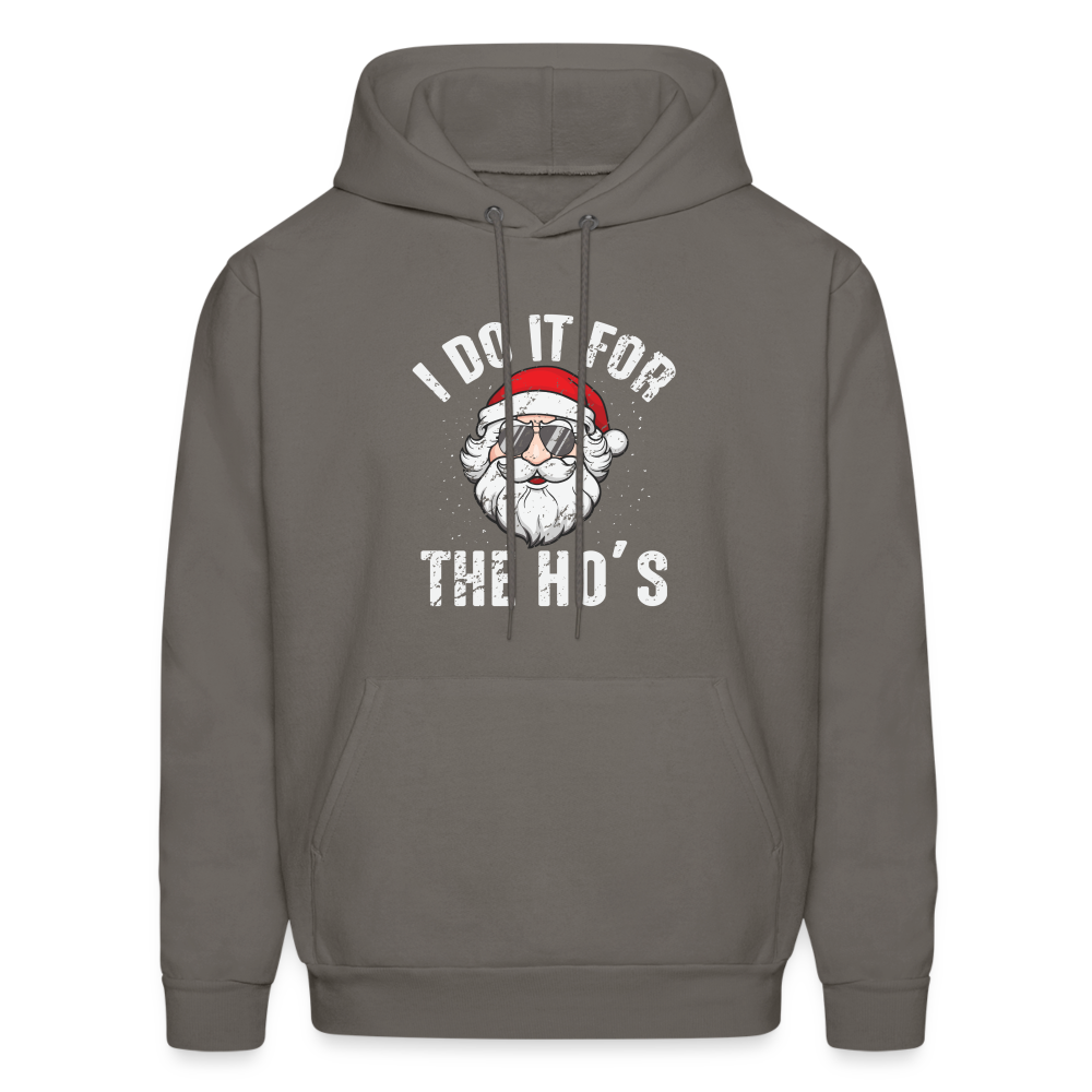 I Do It for the Ho's (Christmas) Funny Santa Hoodie - asphalt gray