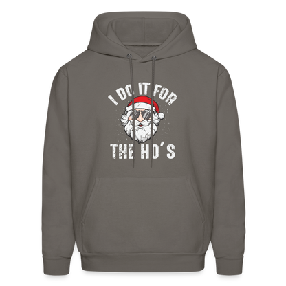 I Do It for the Ho's (Christmas) Funny Santa Hoodie - asphalt gray