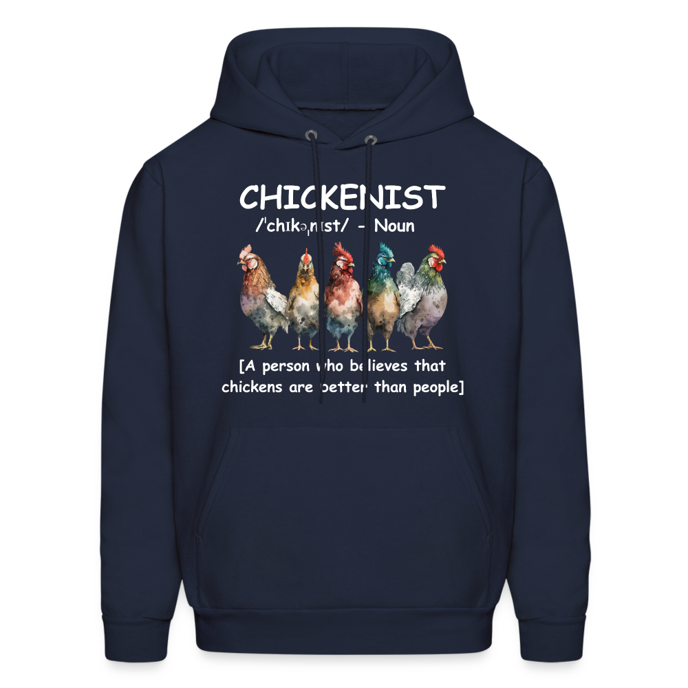 Chickenist Hoodie (Chickens are better than people) - navy