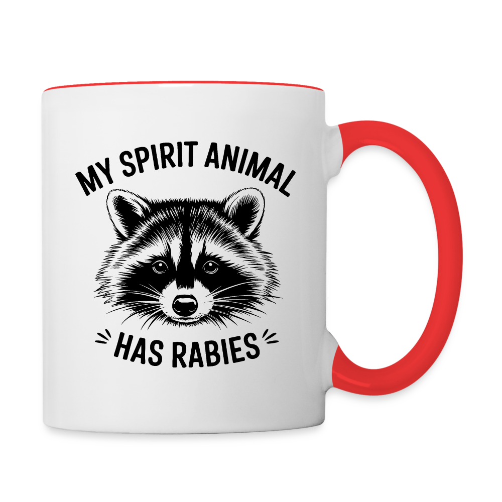 My Spirit Animal Has Rabies Coffee Mug - white/red