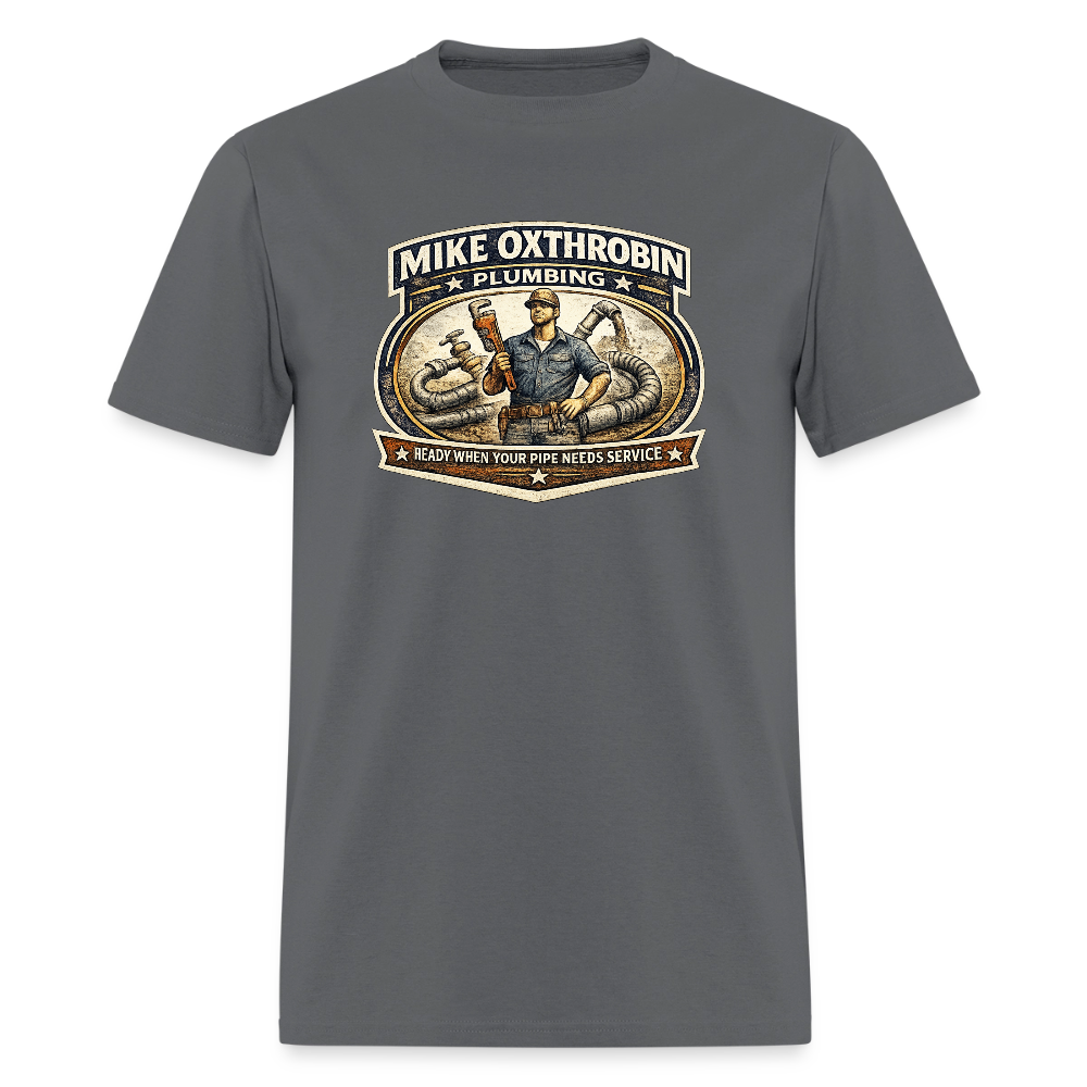 Mike Oxthrobin Plumbing T-Shirt Funny Adult Humor Tee Color: charcoal