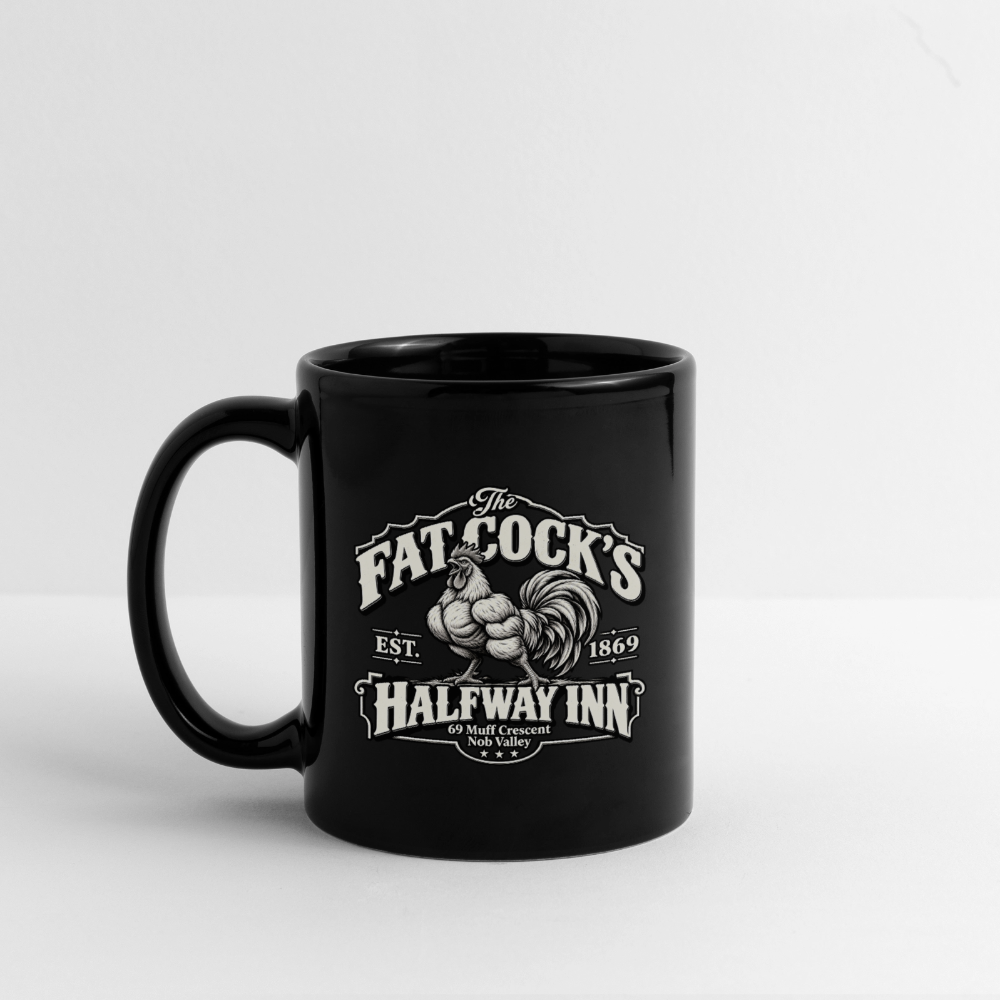 Fat Cock’s Halfway Inn Black Coffee Mug - black