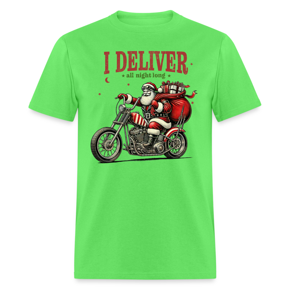 Biker Santa - I Deliver All Night Long (Naughty Christmas) T-Shirt - kiwi