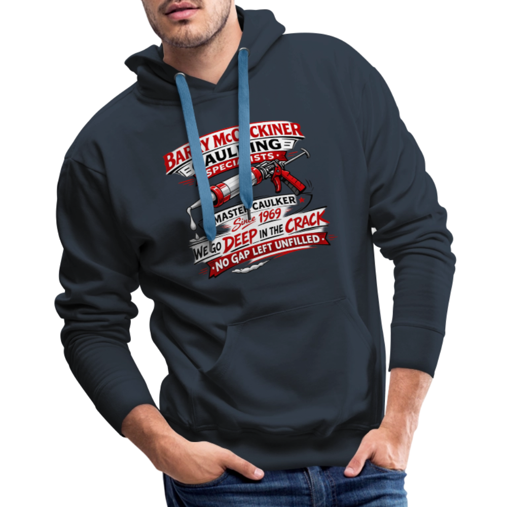 Barry McCockiner Caulking Funny Hoodie Color: Navy
