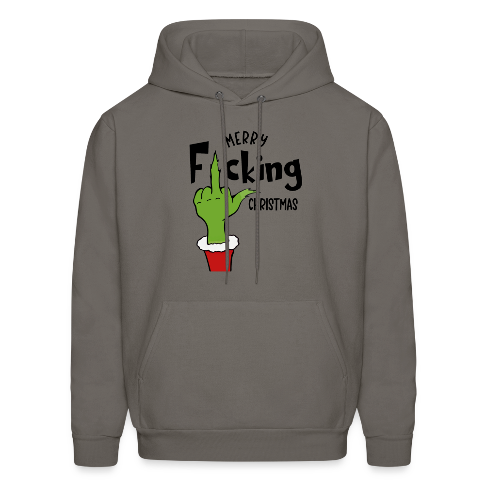 Merry F*cking Christmas Grumpy Middle Finger Hoodie - asphalt gray