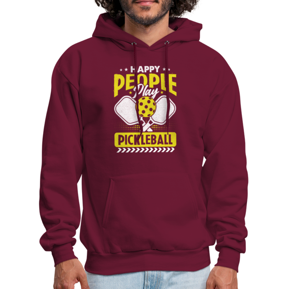 Happy People Play Pickleball Hoodie - burgundy