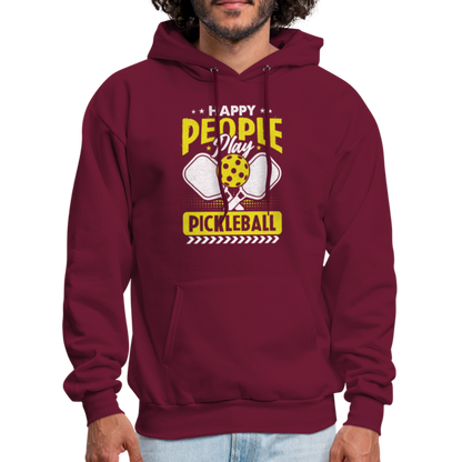 Happy People Play Pickleball Hoodie - burgundy