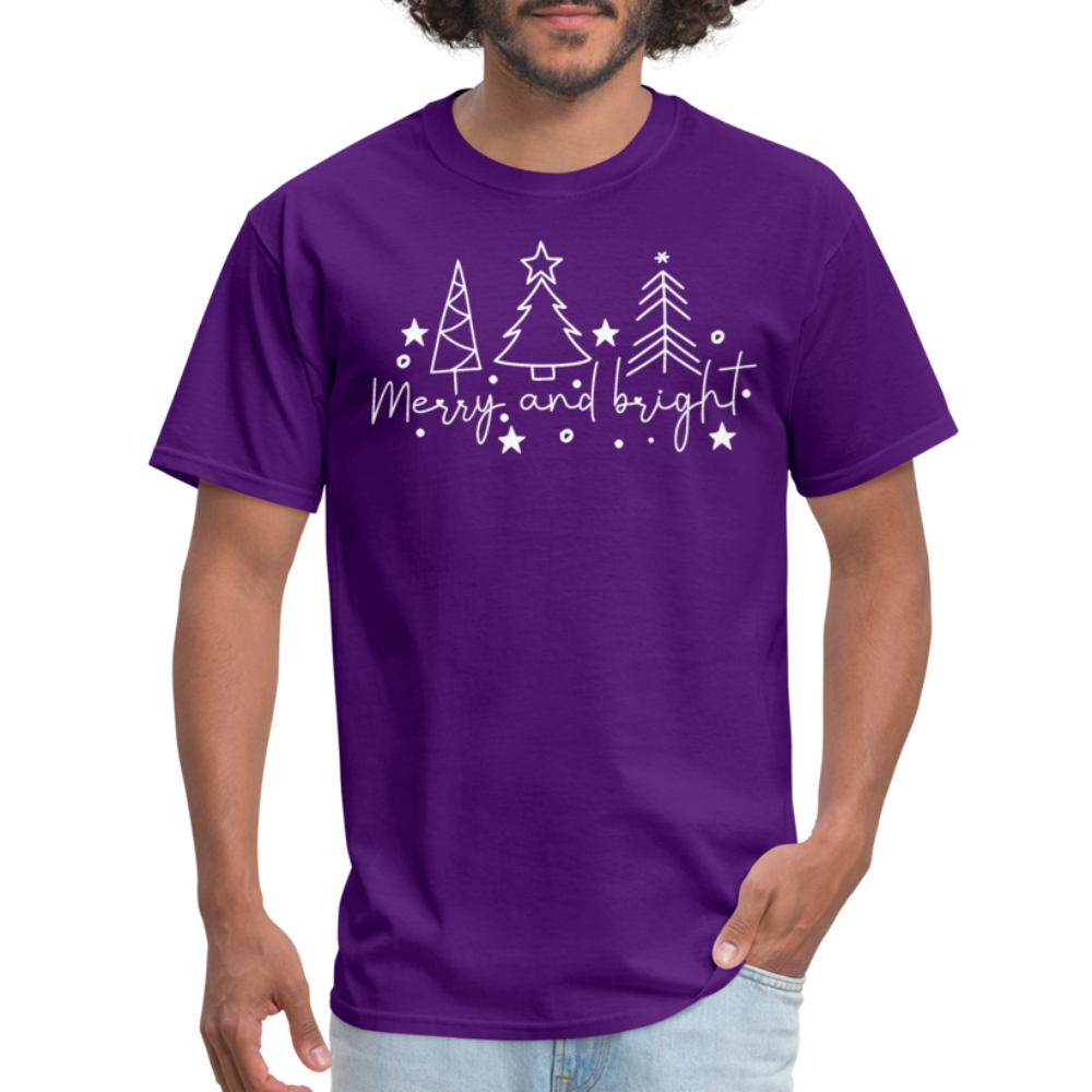 Merry and Bright (Christmas) T-Shirt - purple