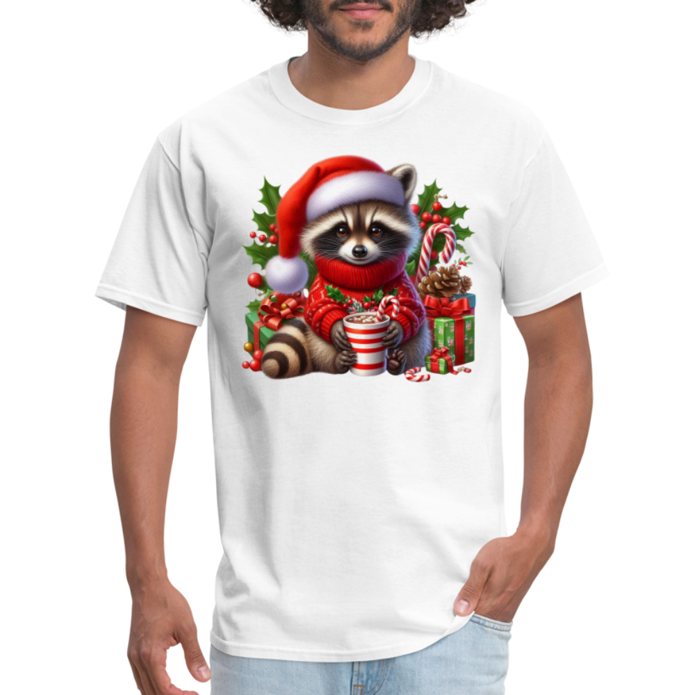 Christmas Cute Feral Raccoon T-Shirt - white