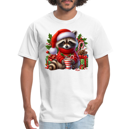 Christmas Cute Feral Raccoon T-Shirt - white