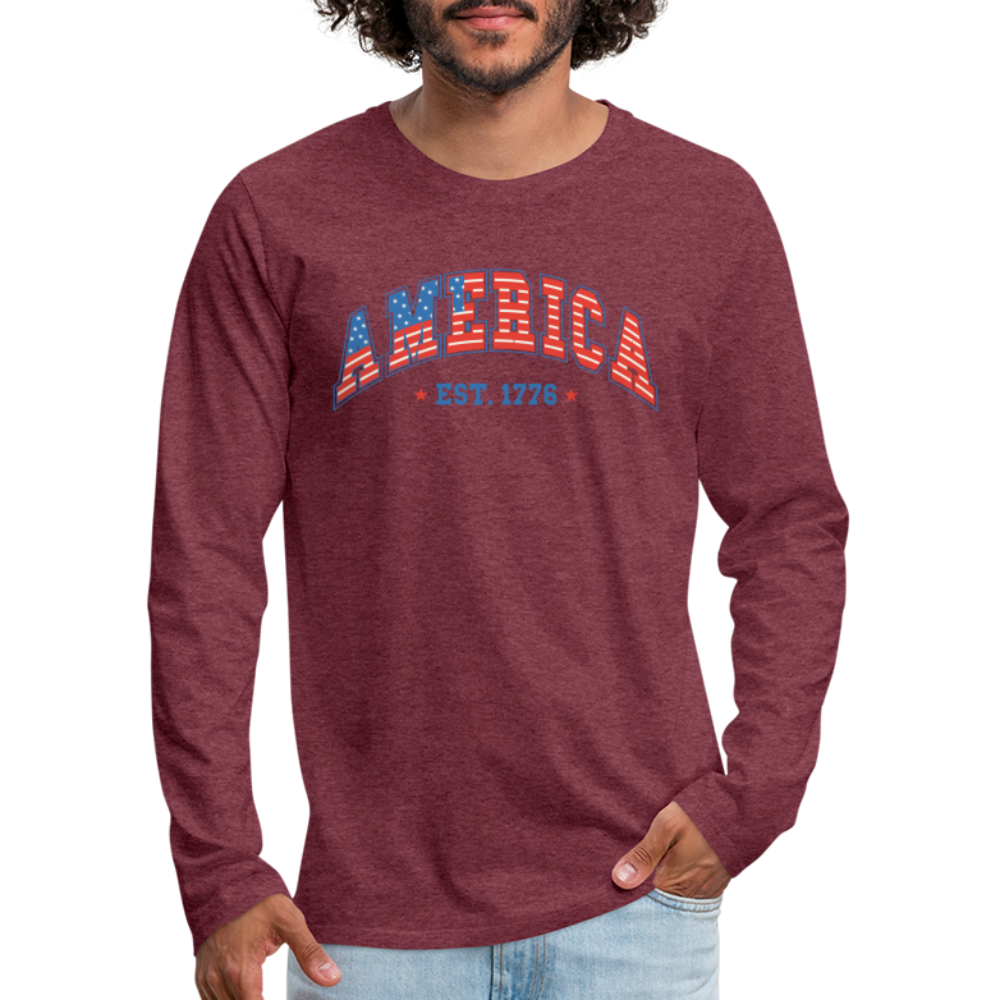 American 1776 Men's Premium Long Sleeve T-Shirt - heather burgundy