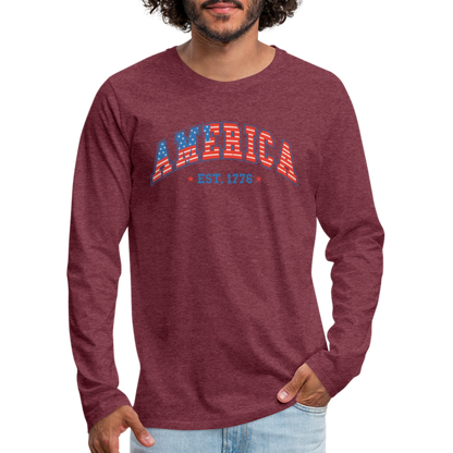 American 1776 Men's Premium Long Sleeve T-Shirt - heather burgundy