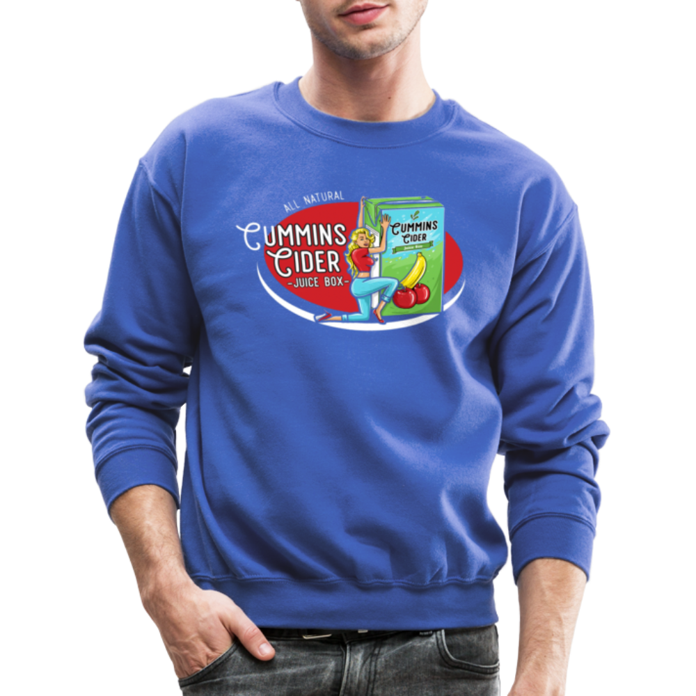 Cummins Cider Juice Box (Adult Sexual Humor) Sweatshirt - royal blue