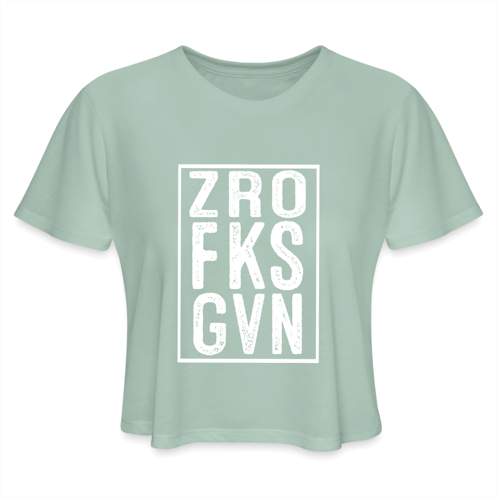 ZRO FKS GVN (Zero Fucks Given) Women's Cropped T-Shirt - dusty mint blue