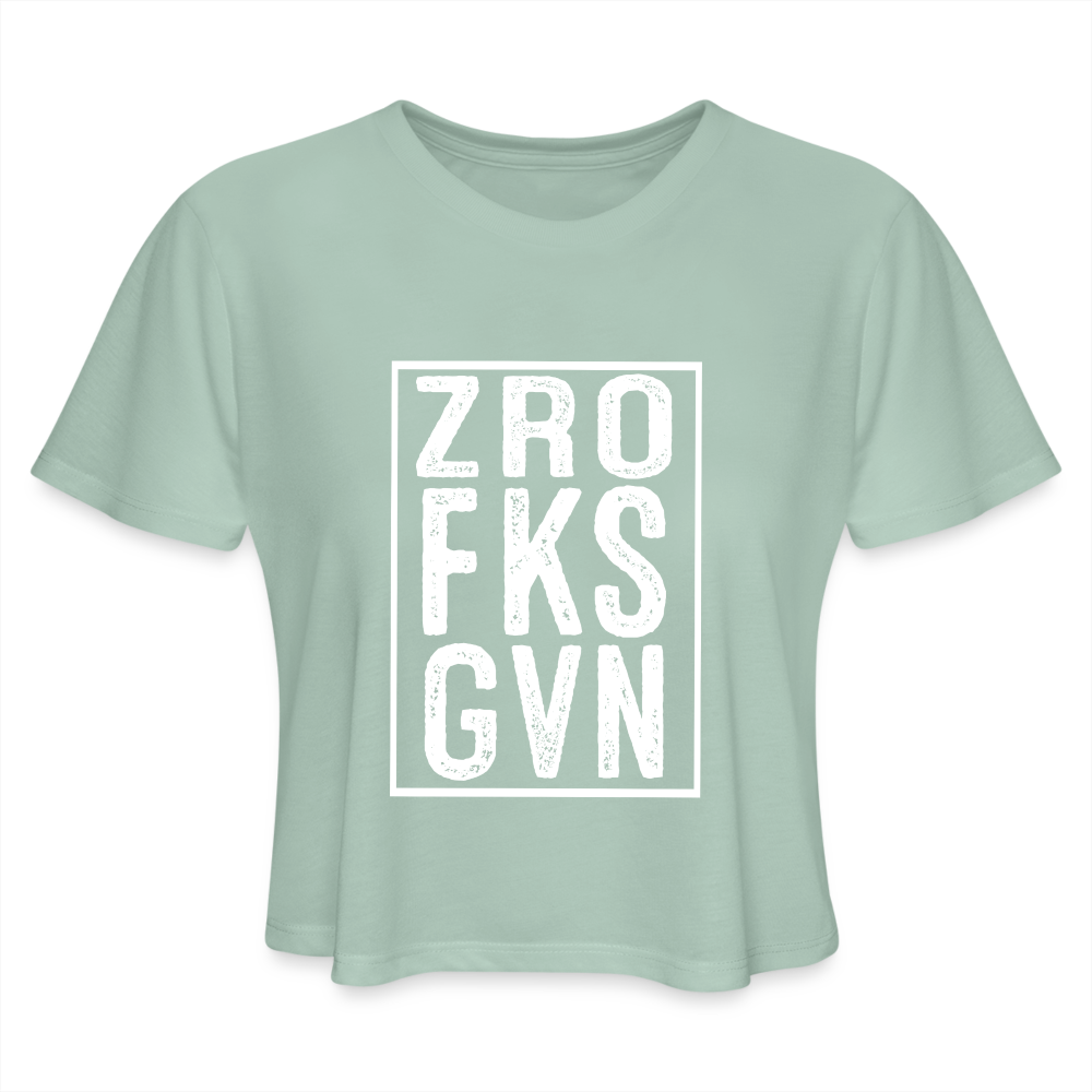 ZRO FKS GVN (Zero Fucks Given) Women's Cropped T-Shirt - dusty mint blue