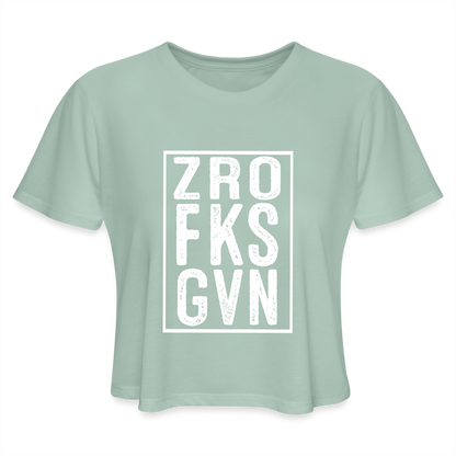 ZRO FKS GVN (Zero Fucks Given) Women's Cropped T-Shirt - dusty mint blue