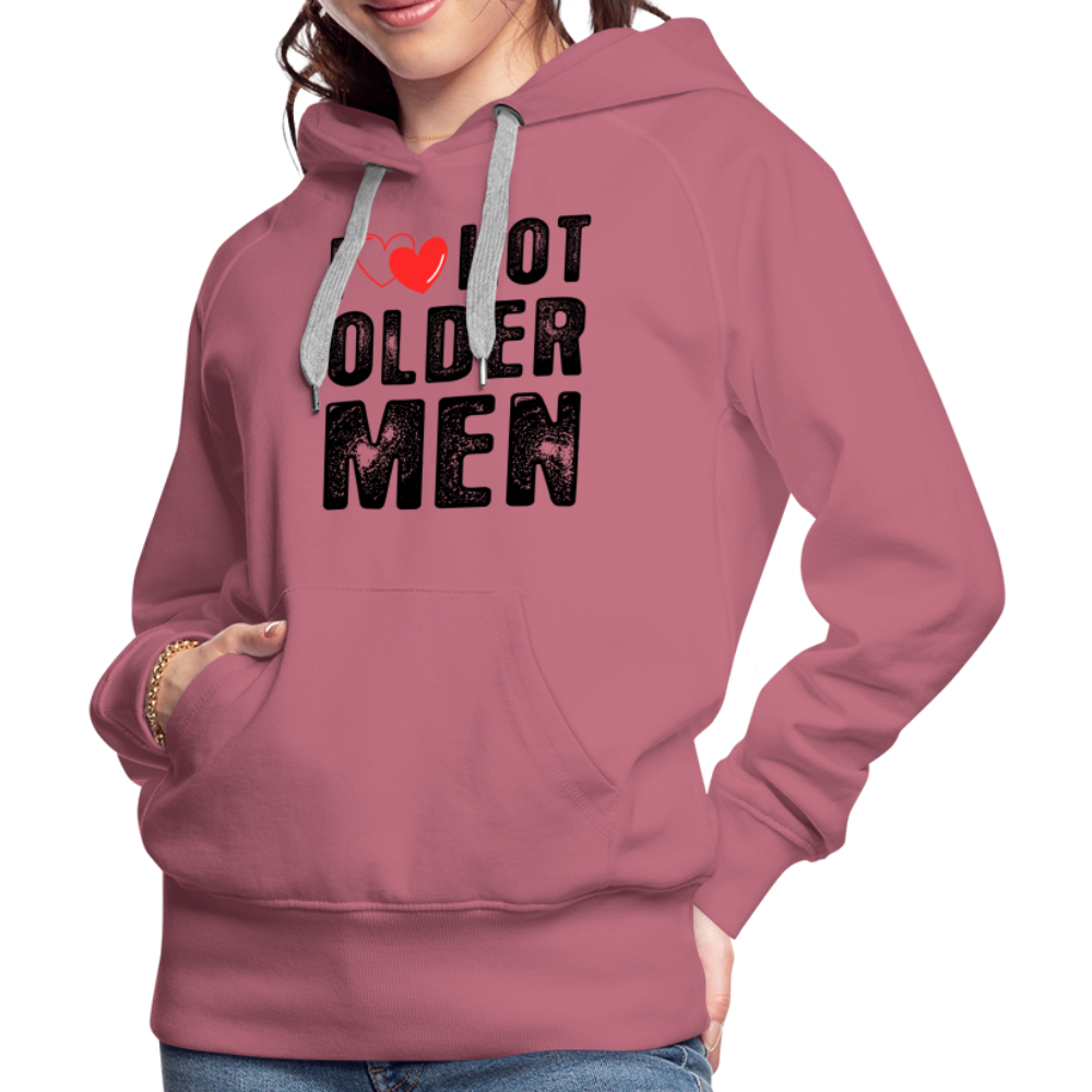 I Heart Hot Older Men (I Love Hot Older) Men Women’s Premium Hoodie - mauve