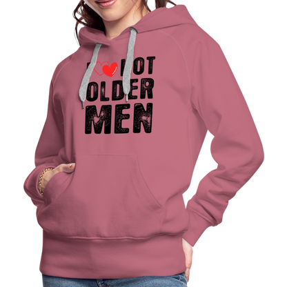 I Heart Hot Older Men (I Love Hot Older) Men Women’s Premium Hoodie - mauve