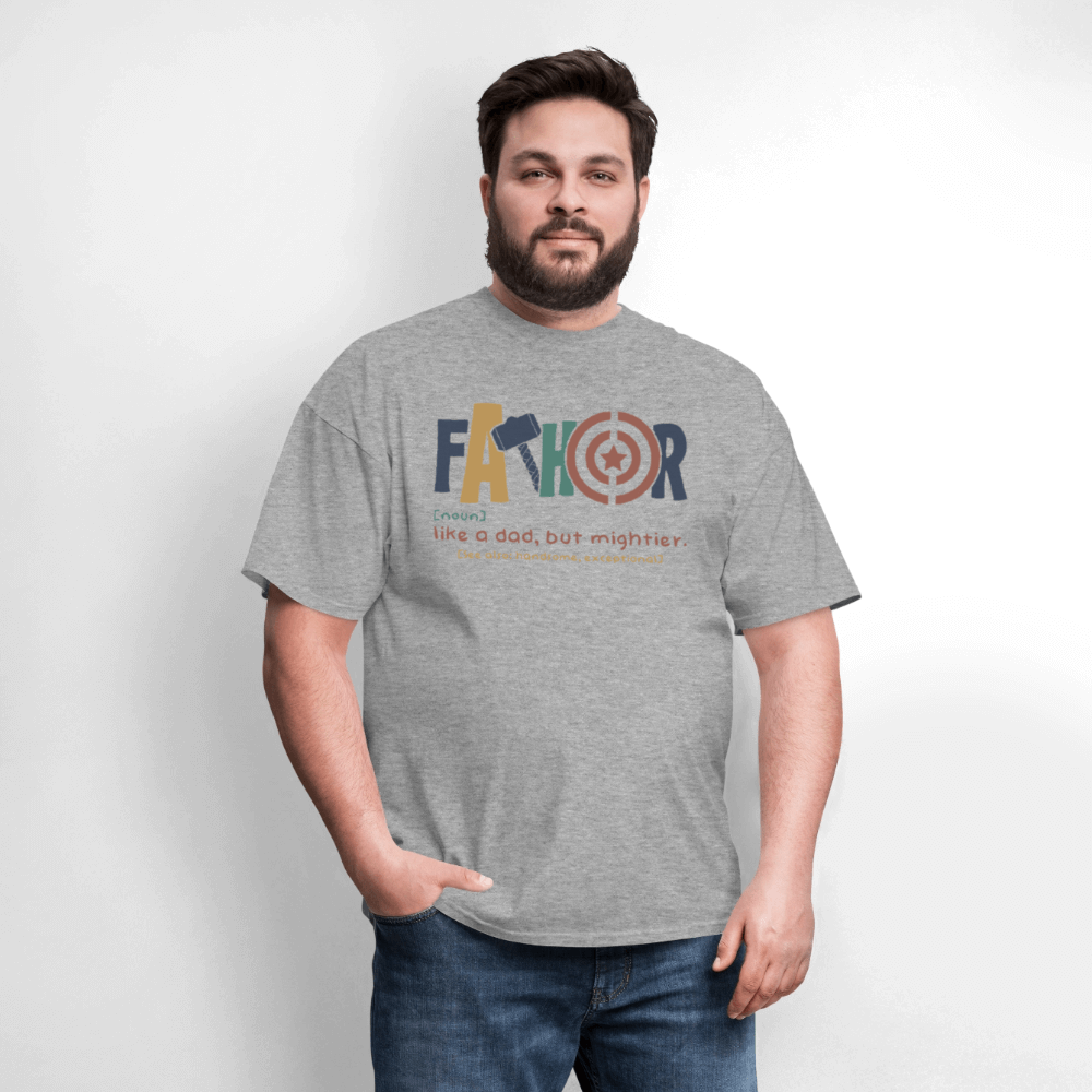 FaThor T-Shirt – Funny Superhero Dad Shirt - heather gray