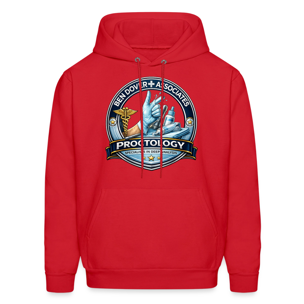 Ben Dover Proctology Funny Graphic Hoodie Color: Red