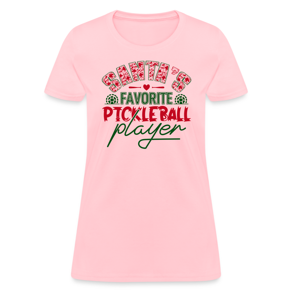 Santa's Favorite Pickleball Player Women's Contoured T-Shirt - pink