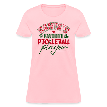 Santa's Favorite Pickleball Player Women's Contoured T-Shirt - pink