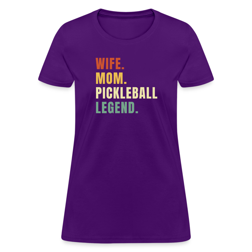 Wife Mom Pickleball Legend Women's Contoured T-Shirt - purple