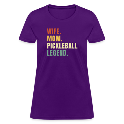 Wife Mom Pickleball Legend Women's Contoured T-Shirt - purple