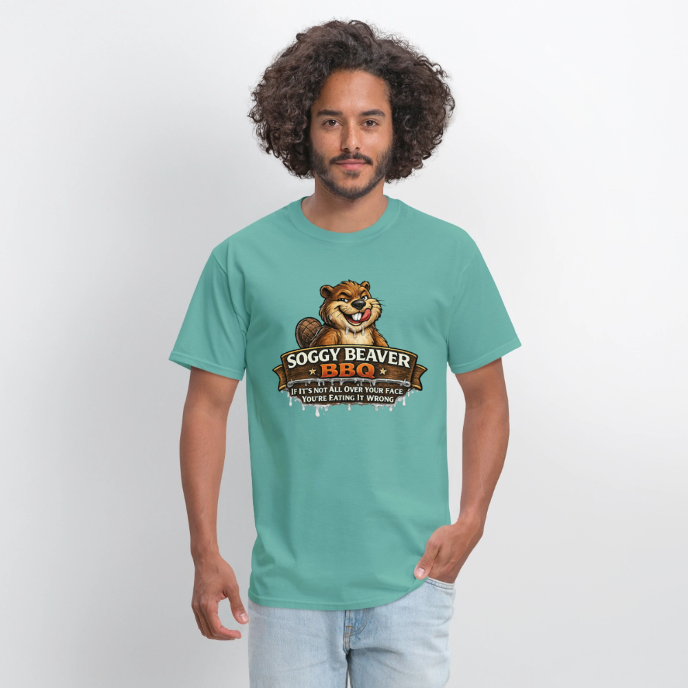 Soggy Beaver BBQ Funny Graphic T-Shirt Color: Rock