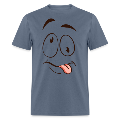 Suggestive Silly Face with Tongue T-Shirt - denim