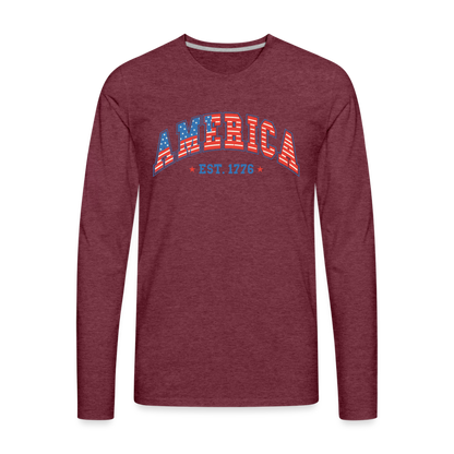 American 1776 Men's Premium Long Sleeve T-Shirt - heather burgundy