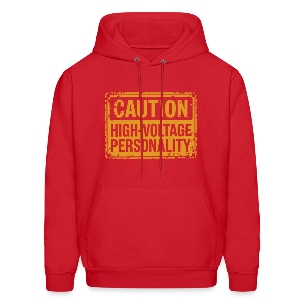 Caution High Voltage Personality Hoodie - red