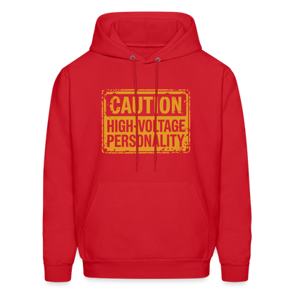 Caution High Voltage Personality Hoodie - red