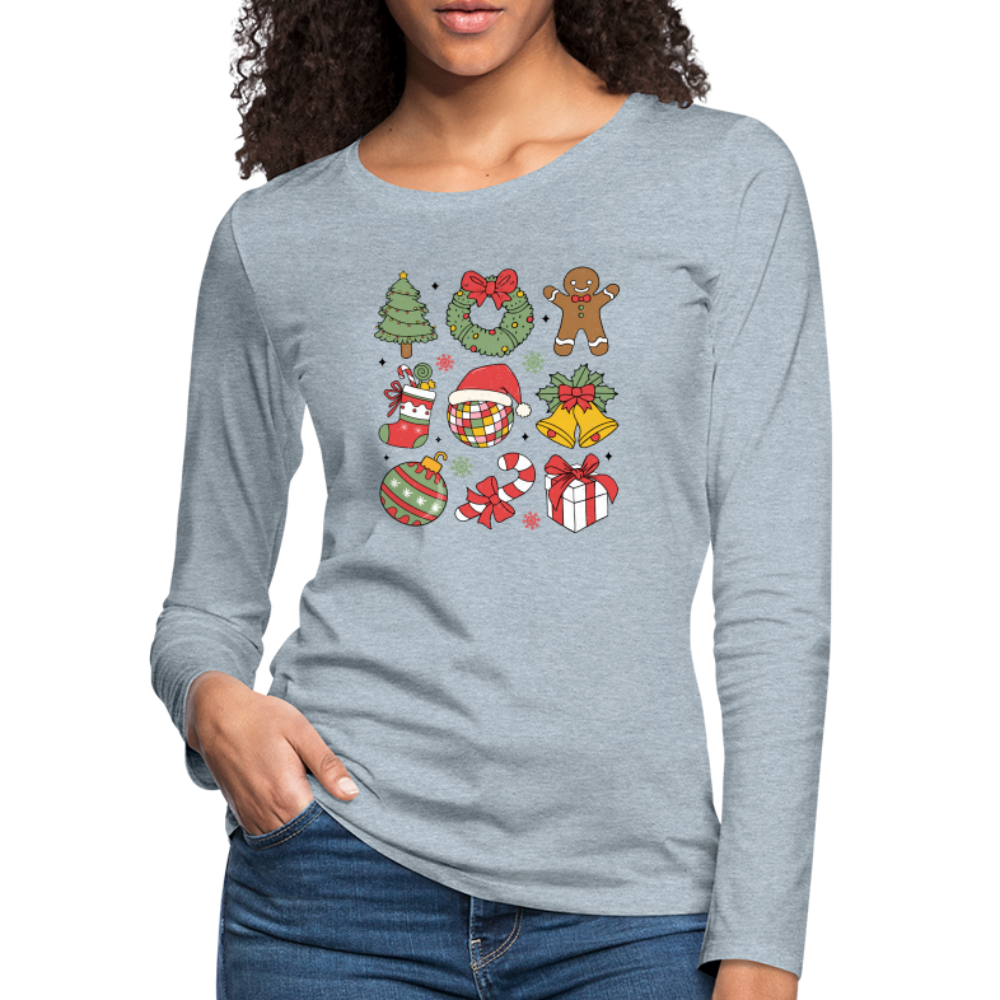 Christmas Holiday Season Women's Premium Long Sleeve T-Shirt - heather ice blue