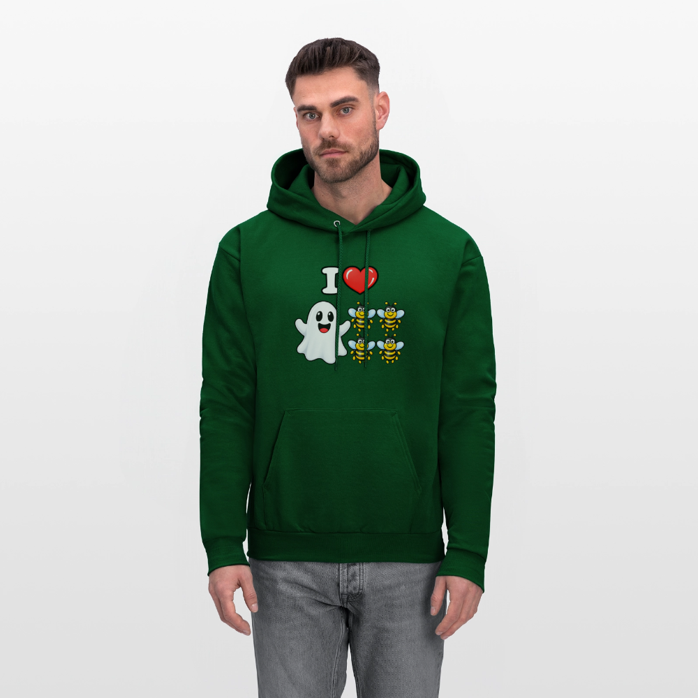 I Heart Boo Bees Hoodie – Funny Halloween Adult Humor - forest green