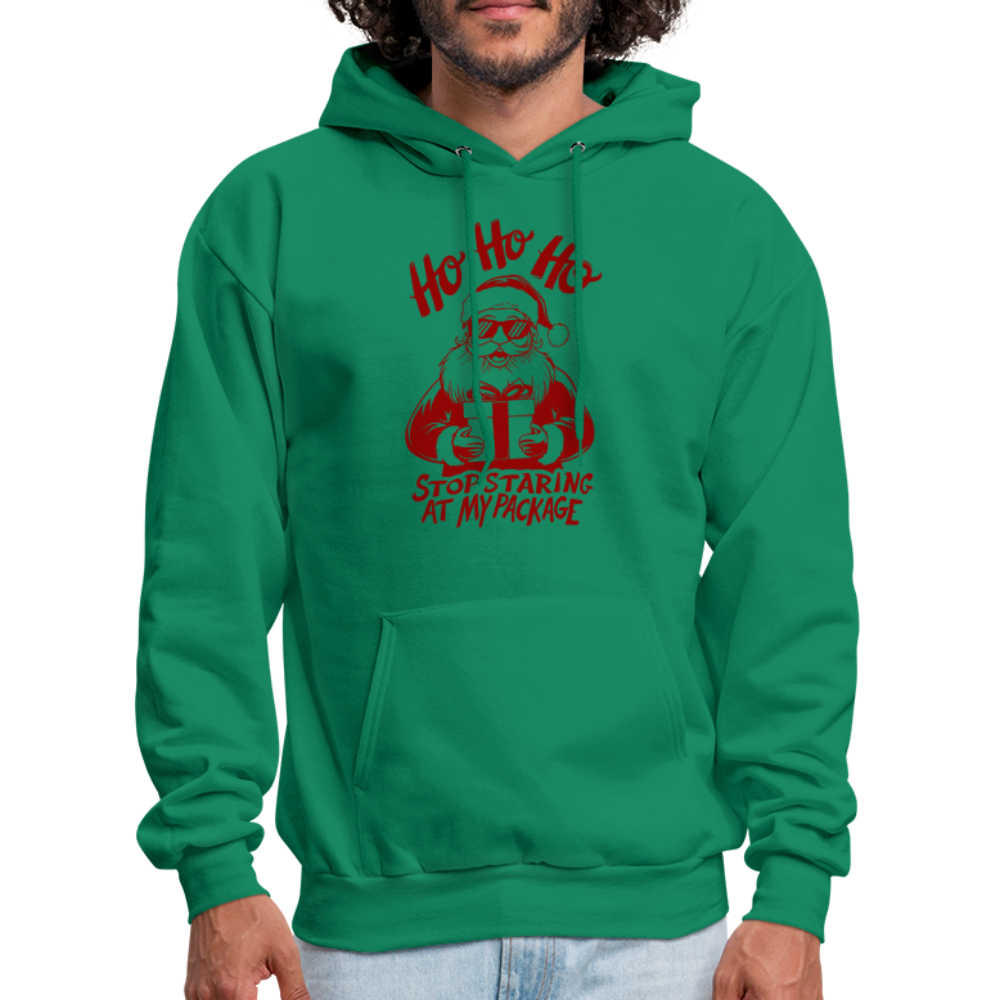 Ho Ho Ho Stop Staring Ay My Package (Funny Christmas Santa) Hoodie - kelly green