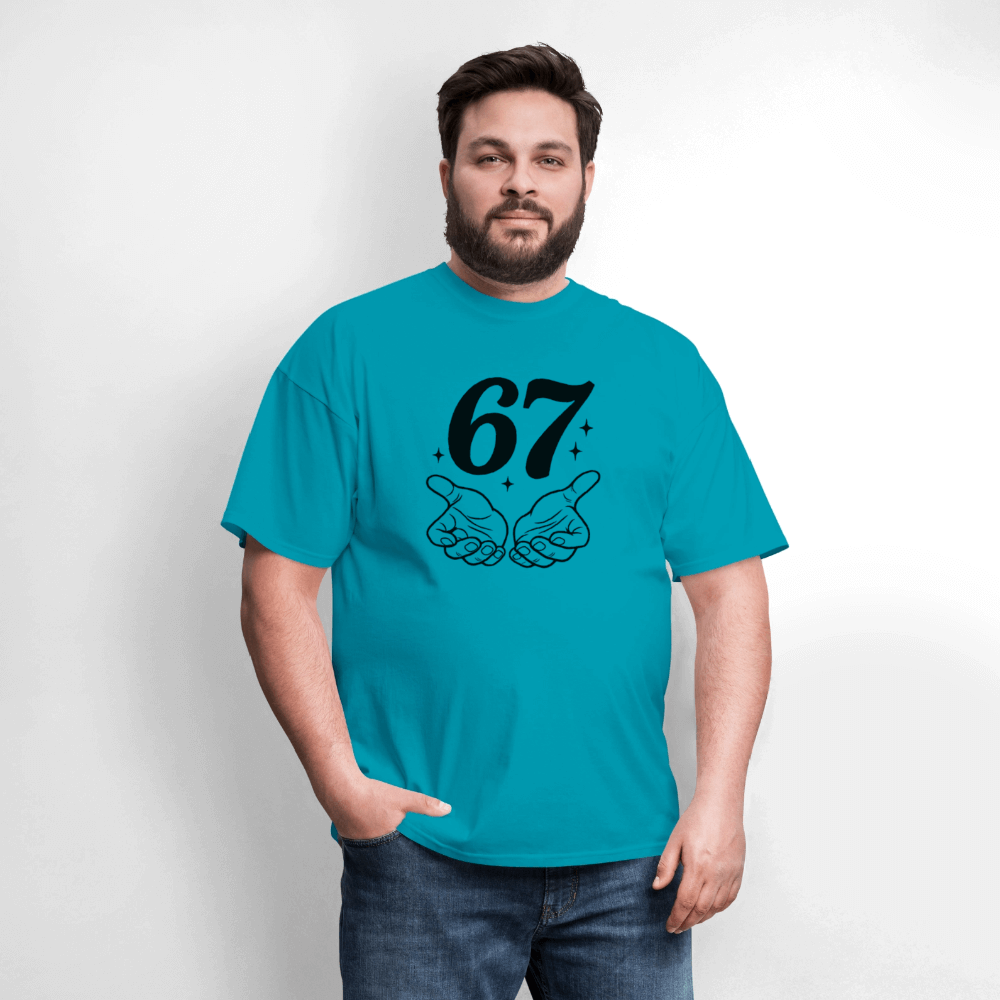 Six Seven 67 Hand Gesture T-Shirt Color: heather gray