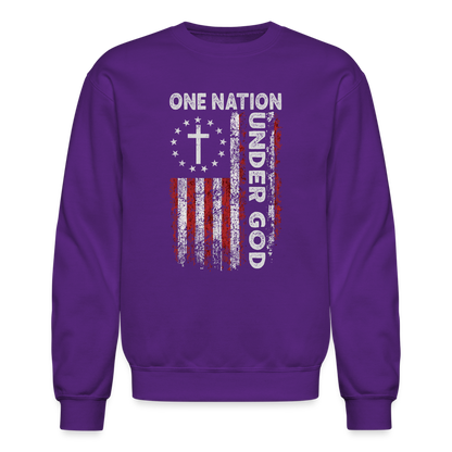 One Nation Under God Sweatshirt - purple