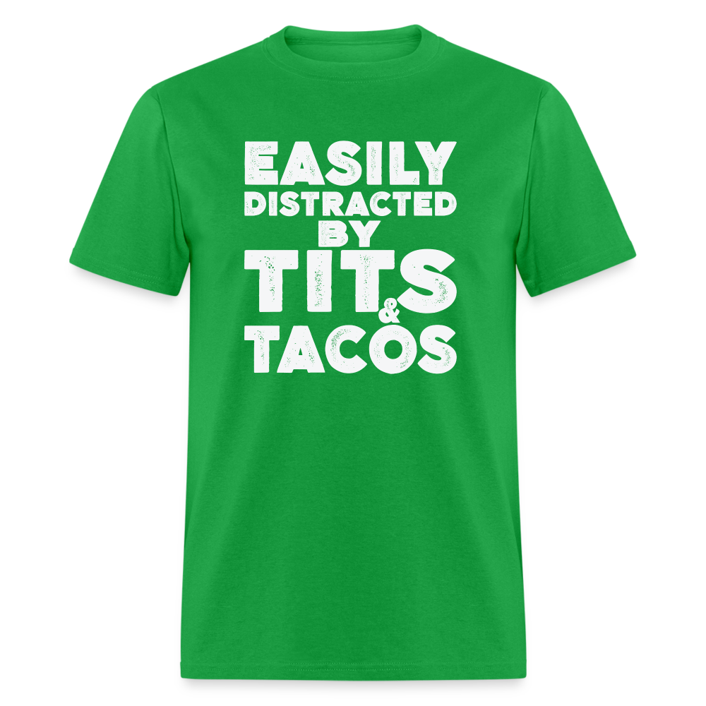 Easily Distracted by Tits and Tacos T-Shirt - bright green