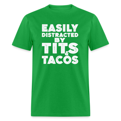 Easily Distracted by Tits and Tacos T-Shirt - bright green