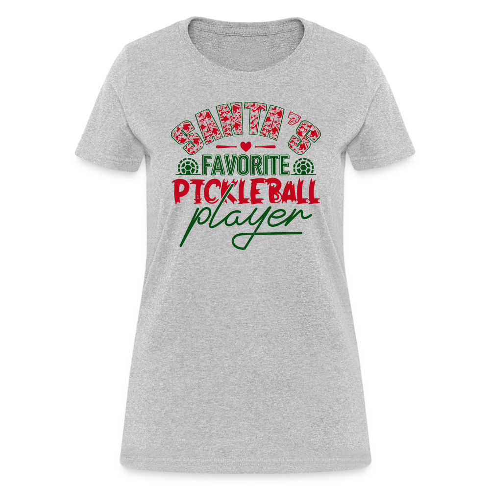 Santa's Favorite Pickleball Player Women's Contoured T-Shirt - heather gray